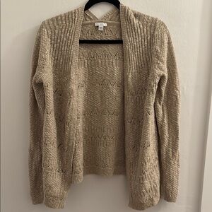 J. Jill Beige Open-Front Knit Sweater